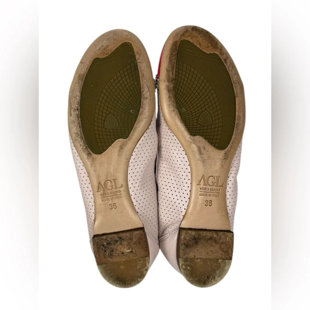 AGL Monika Leather Cap Toe Ballet Ballerina Flats EU 36 US 6 Pink Made In Italy - Picture 8 of 15